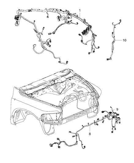 Wiring Dash Right, Passenger Side Diagram for 68342355AB
