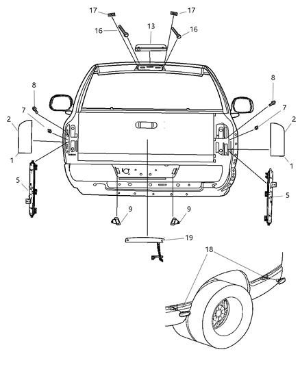 Lamp Tail Stop Backup Diagram for 55077347AE