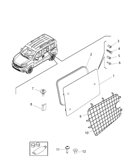 Nut/Rivet Round M6.00 X 1.00 X 15.00 Grate Install Diagram for 6512676AA