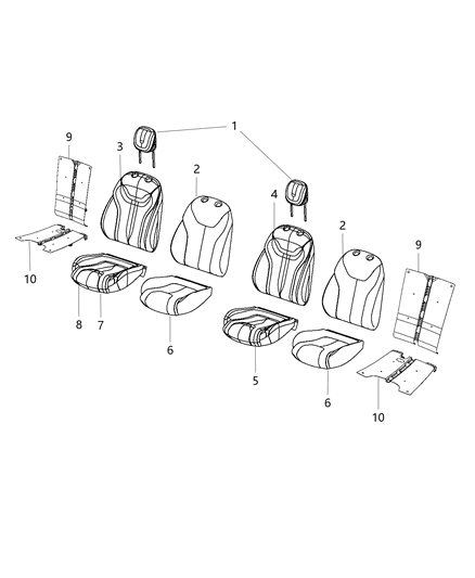 2015 Dodge Dart Module Kit Occupant Classification, Passenger Seat Foam Diagram for 68193496AG