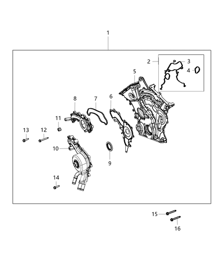 2017 Chrysler Pacifica Cover Chain Case Diagram for 4893783AE