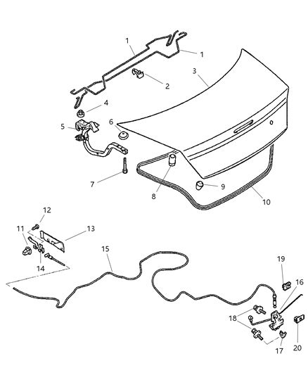 2004 Dodge Stratus Plug Trunk Lid Diagram for MB118900
