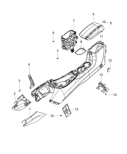 Armrest Console Diagram for 5ZK071A3AB