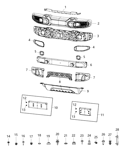 License Plate Kit Includes Screws Diagram for 68293737AA