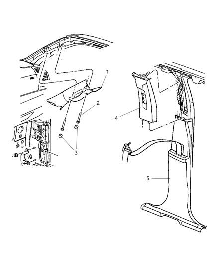 2009 Jeep Commander Molding A Pillar Diagram for 5JP15BDXAC