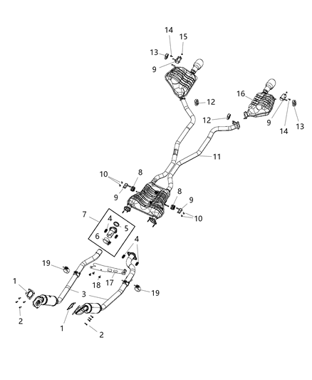 2019 Dodge Durango Muffler And Tailpipe Exhaust Diagram for 68276627AB