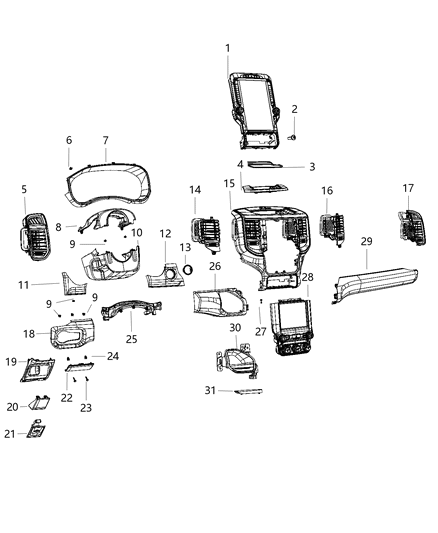Outlet A/C & Heater Left Inboard Diagram for 5YK751X7AC