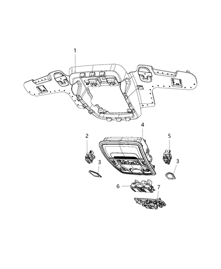 1991 Dodge Spirit Console Overhead Diagram for 6EJ911X7AD