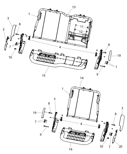 2015 Ram 3500 Cover Seat Track Inner Diagram for 1NN46DX9AA