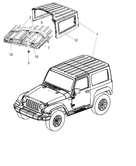 Seal Hard Top Front Diagram for 55397058AD