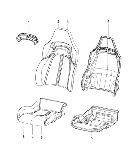2016 Dodge Viper Cover Front Seat Back Diagram for 5NT76YSAAA