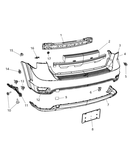 Fascia Rear Diagram for 68034223AF