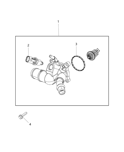 1989 Jeep Comanche Housing Thermostat Includes Thermostat, Sensor, And Seal Diagram for 5047861AC