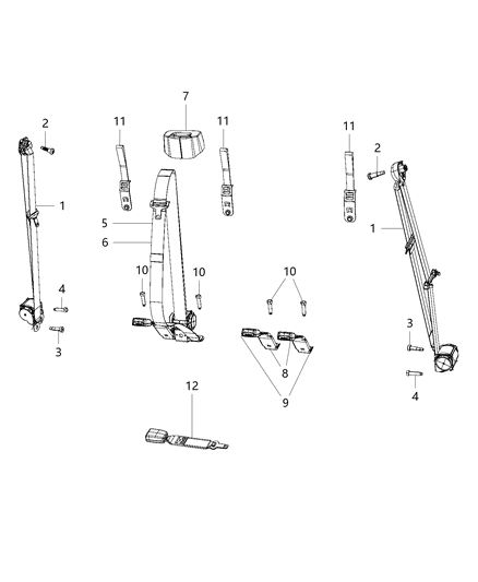 2018 Ram 2500 Buckle Assembly Buckle Assembly - Seat Belt Right Passenger Diagram for 1XE671X9AA