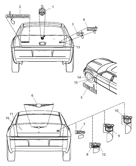 1989 Dodge Lancer Nameplate Srt-8 Diagram for 5029893AA