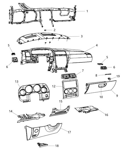 Panel Instrument Panel Diagram for 1NT30XDVAA