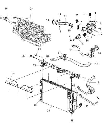 Hose Radiator Inlet Diagram for 5058492AB