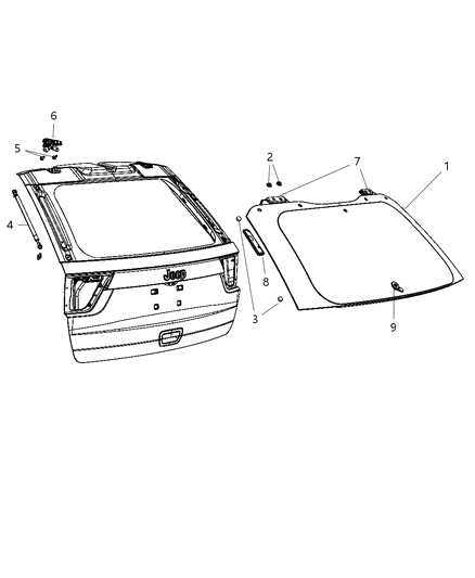 2017 Jeep Wrangler Backlite Diagram for 68080679AB