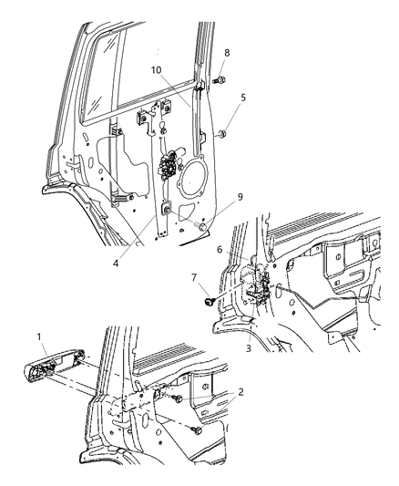 Regulator Rear Door Window Diagram for 55396483AD