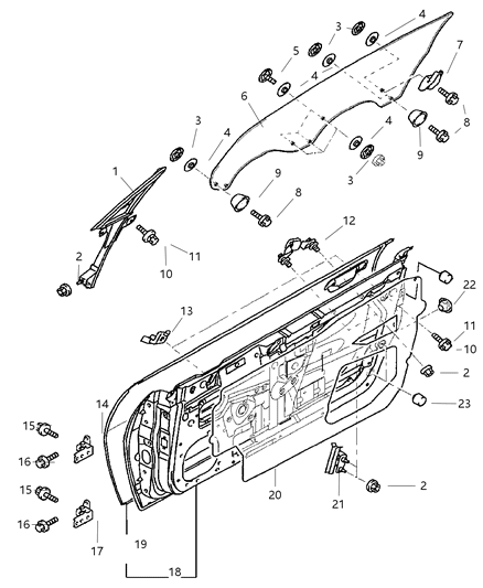 2003 Dodge Stratus Bolt And Washer Front Door Hinge Mounting M8X28 Diagram for MU240121