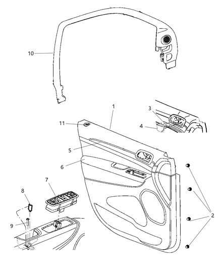 Molding Front Door Diagram for 1JW73DX9AD