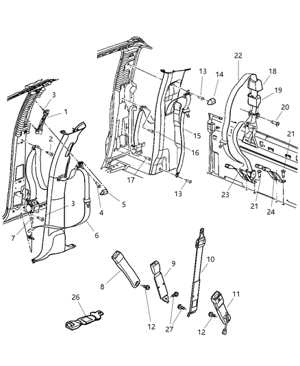 Seat Belt Front Outer Diagram for 5GU671L8AD