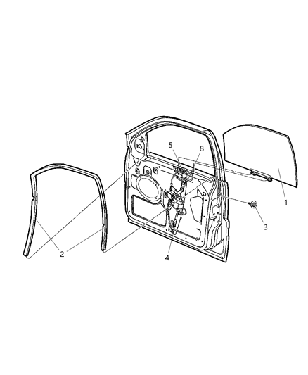 Window Regulator, Front Passenger Side Diagram for 55076466AD