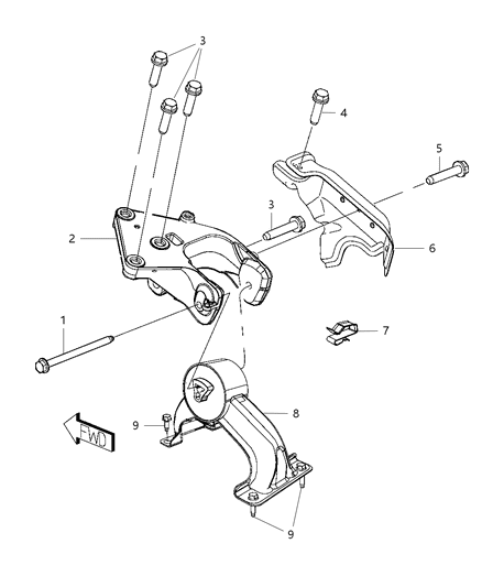 1992 Jeep Cherokee Isolator Engine Mount Diagram for 5273893AE