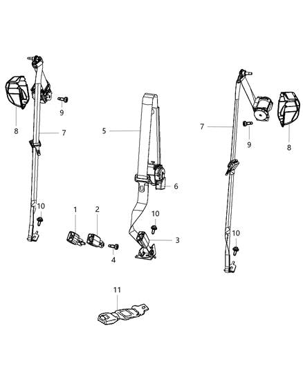 2005 Dodge Caravan Seat Belt 2ND Rear Outer Diagram for 5ME381L1AA