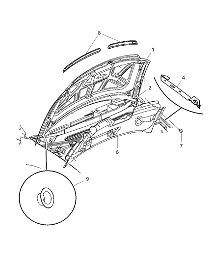 2006 Dodge Grand Caravan Hood Diagram for 4860455AD