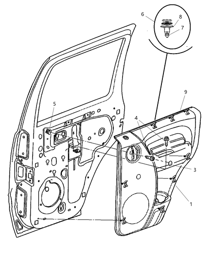 Panel Rear Door Trim Includes Door Handle Diagram for 5GF18BD5AU