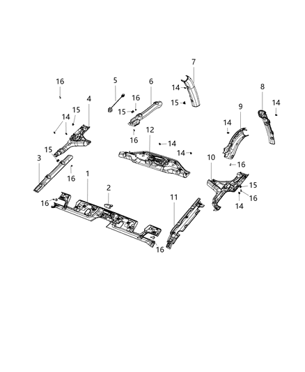 2008 Jeep Compass Lamp Dome Diagram for 6CD43TX7AH