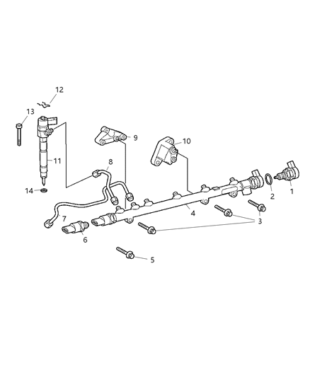 2014 Ram ProMaster 3500 Tube Fuel Injector Supply Diagram for 5117422AA