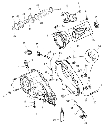 1999 Jeep Cherokee Retainer, Front Bearing, 1988 Diagram for 4338973