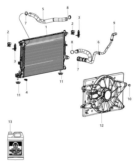 Radiator Engine Cooling Diagram for 55111483AC