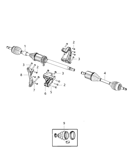 Shaft Axle Half Diagram for 52123810AA
