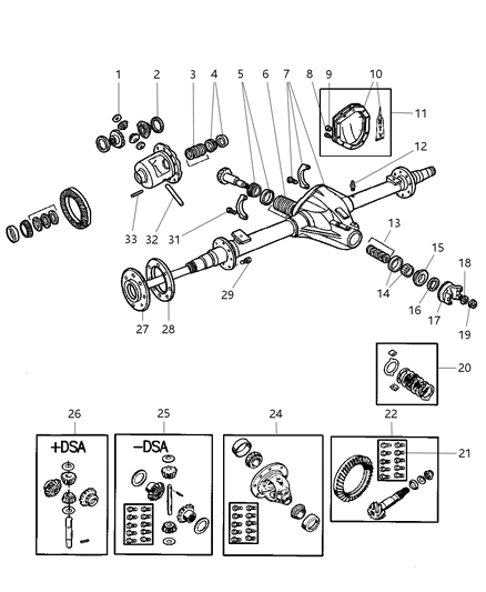 2001 Dodge Ram Van Shim Differential Bearing Diagram for 3898313AB