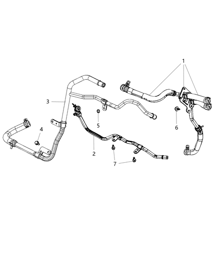 Hose And Tube Heater Supply And Return Dash Side W/O Rear Ac Diagram for 55038030AJ