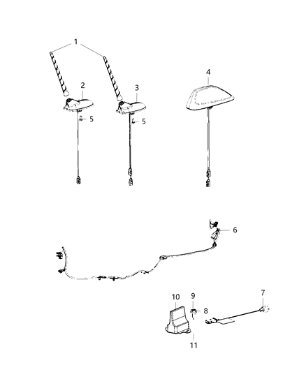 Antenna Base Cable And Bracket AM / FM / Sdar / Gps / Lte Diagram for 6DE46KXJAA