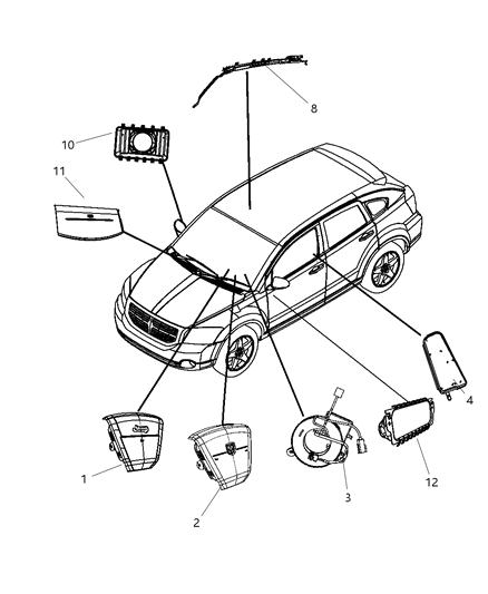 Kneeblocker Steering Column Opening Inflatable Diagram for 52029396AB