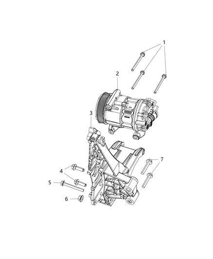 2019 Dodge Charger Bracket Alternator And Compressor Diagram for 68254563AB
