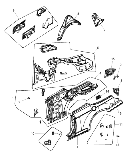 Panel Taillamp Mounting Diagram for 4389744AB