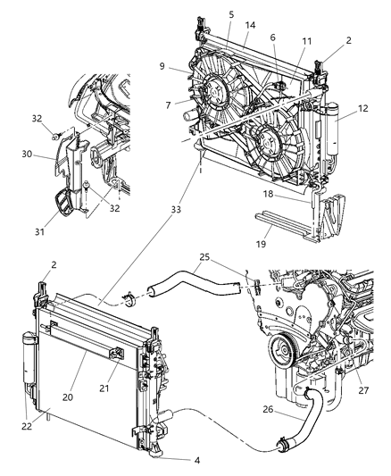 2005 Dodge Magnum Seal Radiator Side Air Diagram for 4806237AD