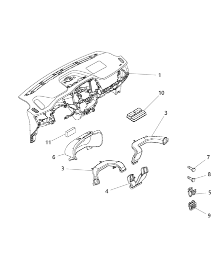 1990 Jeep Comanche Retainer Trim Panel Clip Diagram for 68162835AA