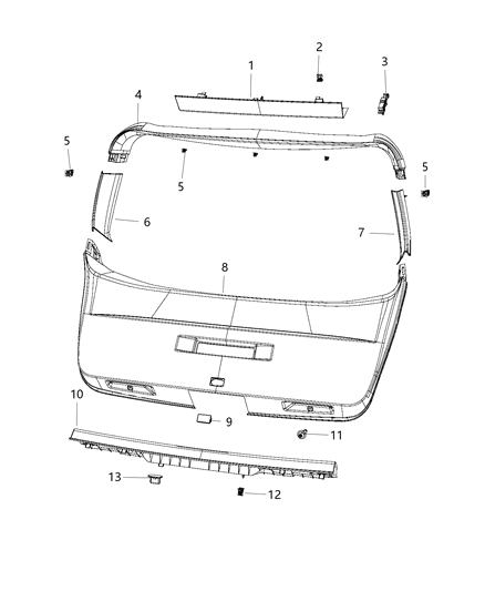 2004 Chrysler Town & Country Panel Rear Header Diagram for 1DE55HDAAB