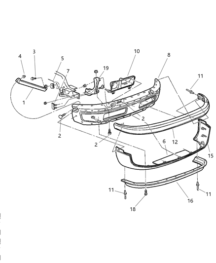 1993 Chrysler Concorde Bumper Front Diagram for 55076599AE
