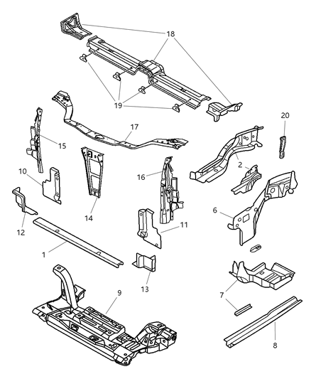 Reinforcement Side Rail Diagram for 4783289AJ