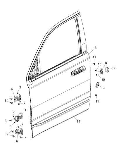 Panel Front Door Outer Repair Diagram for 68292438AB