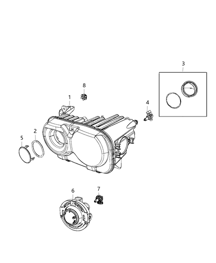 1984 Dodge B250 Cap Headlamp Right Or Left Diagram for 68254147AA