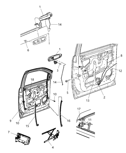 2009 Chrysler Aspen Latch Front Door Diagram for 55364986AA